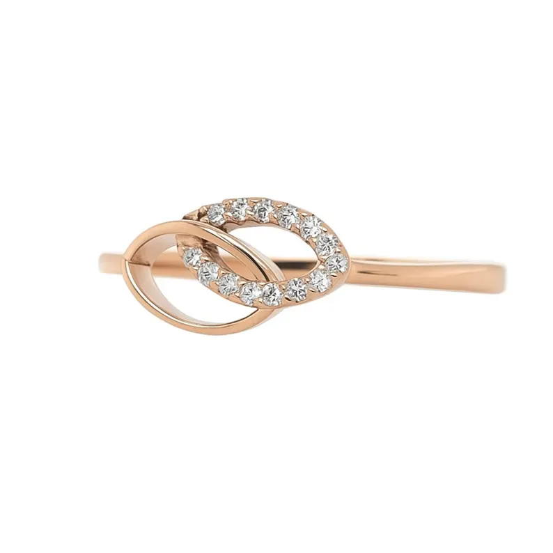 Rose-gold infinity knot diamond ring