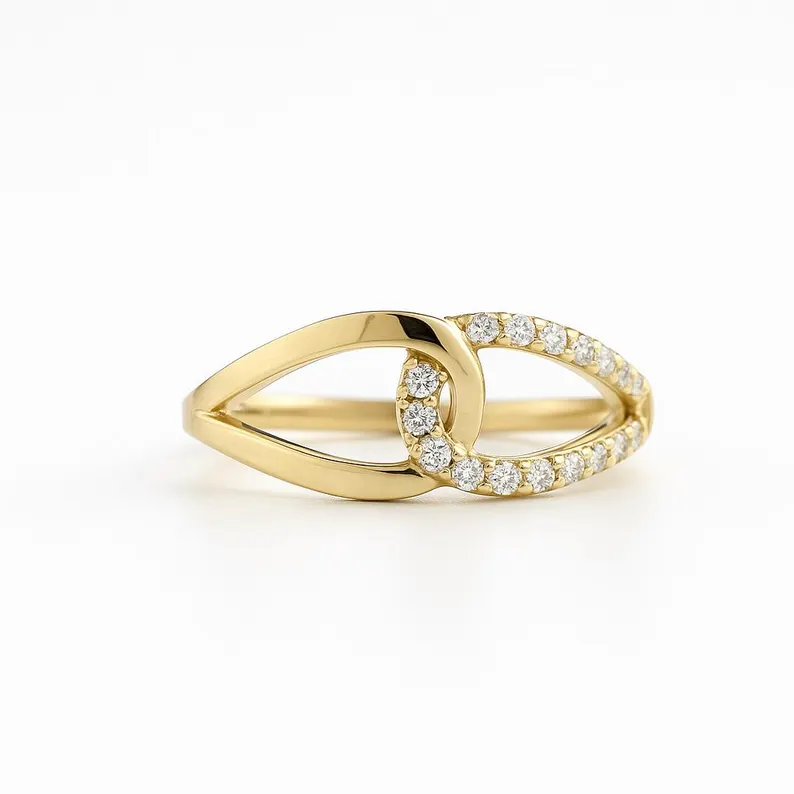 Elegant gold open-frame ring, back view
